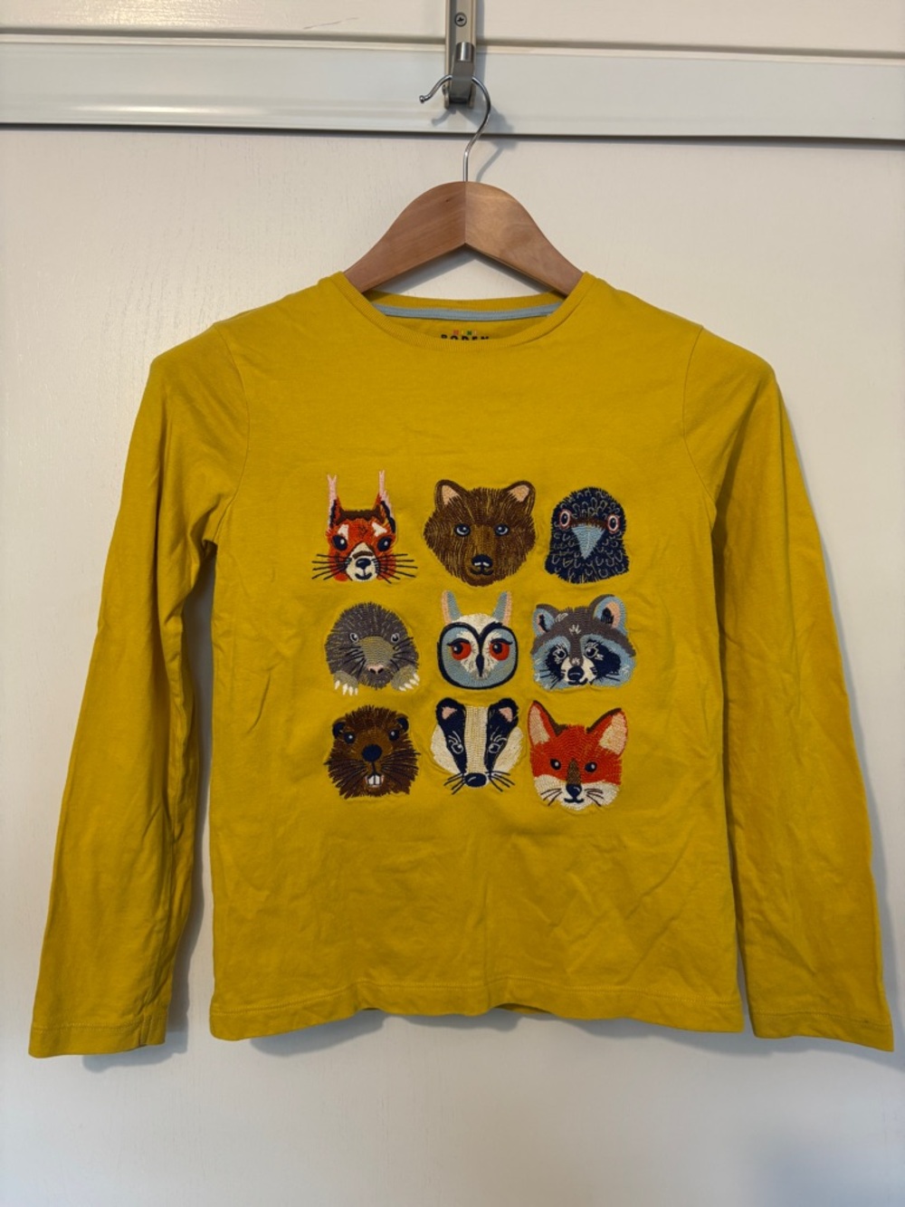 Mini Boden Kids Yellow Tee Size 10 Embroidered Woodland Forest Cottagecore Kid - Picture 3 of 13